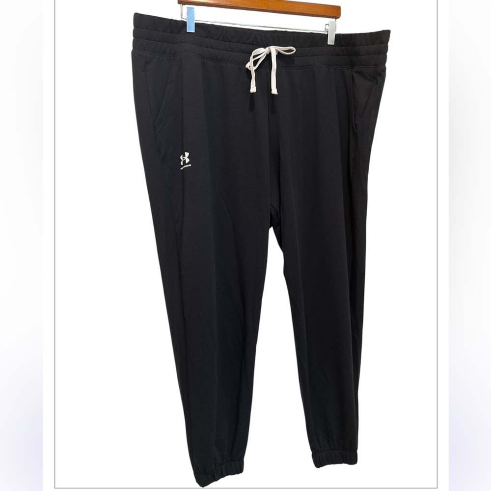 Under Armour Womens Plus Size Rival Terry Jogger Pants Black Sz 2X - NWT